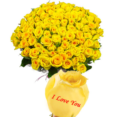 "Talking Roses (Print on Rose) (100 Yellow Rose) I Love You - Click here to View more details about this Product